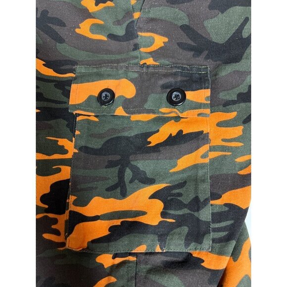 Fashion Nova Orange Camo Capri Pants Tie Hem Women's Size Small - Picture 8 of 11